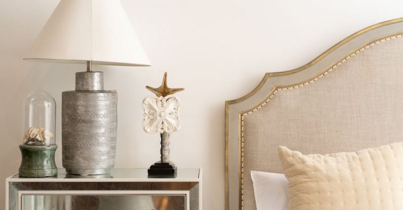 Headboard - White and Silver Table Lamp