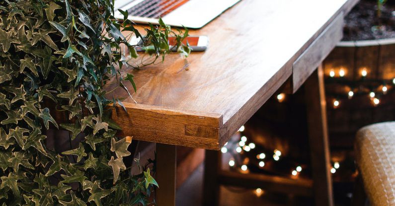 Drop-Leaf Table - Himalayan Salt Lamp Near Laptop On Wooden Table