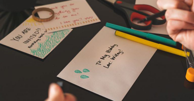 DIY Cards - White Envelope With Black Text