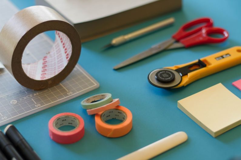 Diy - assorted-color office items on table