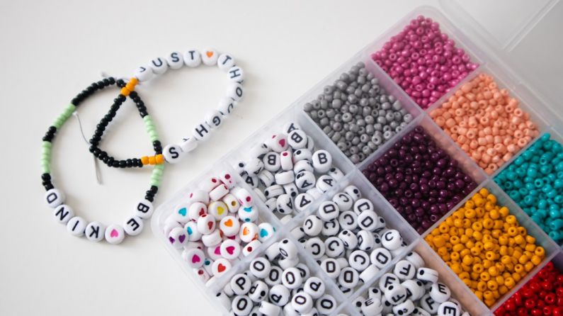 DIY Bracelet - a box filled with lots of different colored beads